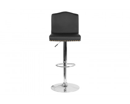 BLNK Bellagio LeatherSoft Adjustable Height Bar Stool with Accent Nail Trim - Black