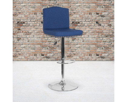 BLNK Bellagio Fabric Adjustable Height Bar Stool with Accent Nail Trim