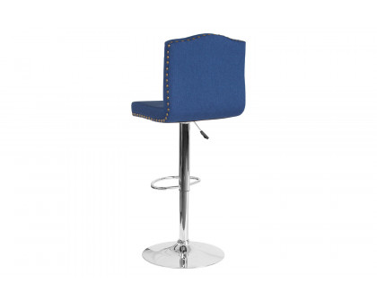 BLNK Bellagio Fabric Adjustable Height Bar Stool with Accent Nail Trim - Blue