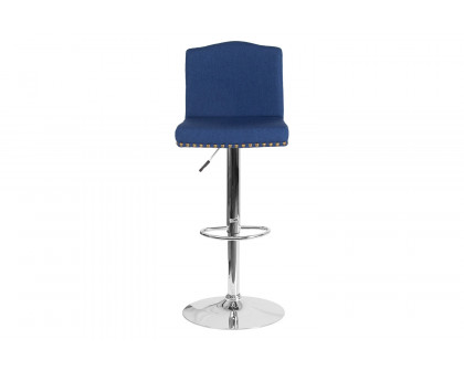 BLNK Bellagio Fabric Adjustable Height Bar Stool with Accent Nail Trim - Blue