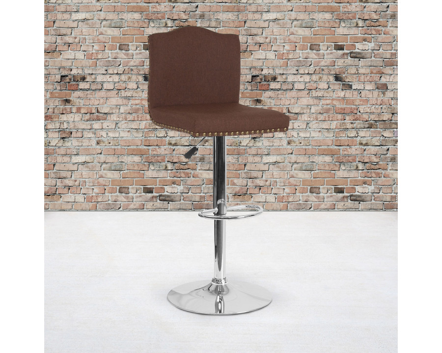 BLNK Bellagio Fabric Adjustable Height Bar Stool with Accent Nail Trim