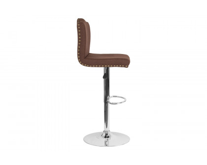 BLNK Bellagio Fabric Adjustable Height Bar Stool with Accent Nail Trim - Brown