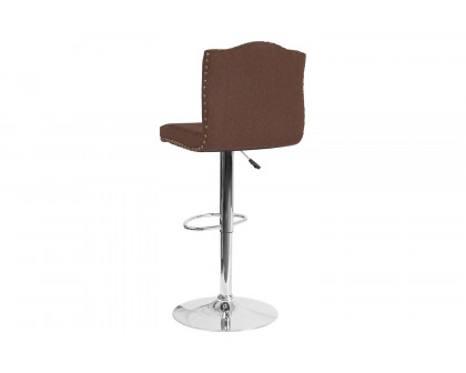 BLNK Bellagio Fabric Adjustable Height Bar Stool with Accent Nail Trim - Brown