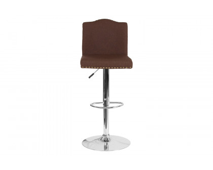 BLNK Bellagio Fabric Adjustable Height Bar Stool with Accent Nail Trim - Brown