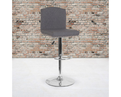 BLNK Bellagio Fabric Adjustable Height Bar Stool with Accent Nail Trim