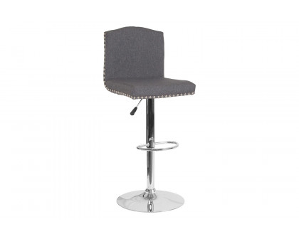 BLNK Bellagio Fabric Adjustable Height Bar Stool with Accent Nail Trim - Dark Gray