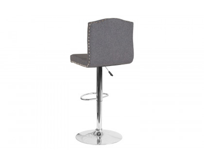 BLNK Bellagio Fabric Adjustable Height Bar Stool with Accent Nail Trim - Dark Gray