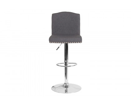 BLNK Bellagio Fabric Adjustable Height Bar Stool with Accent Nail Trim - Dark Gray