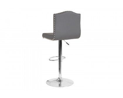 BLNK Bellagio LeatherSoft Adjustable Height Bar Stool with Accent Nail Trim - Gray