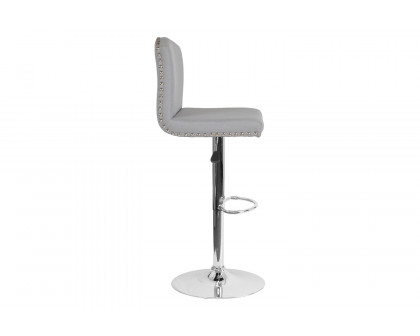 BLNK Bellagio Fabric Adjustable Height Bar Stool with Accent Nail Trim - Light Gray