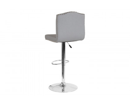 BLNK Bellagio Fabric Adjustable Height Bar Stool with Accent Nail Trim - Light Gray