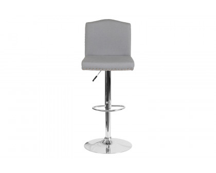 BLNK Bellagio Fabric Adjustable Height Bar Stool with Accent Nail Trim - Light Gray