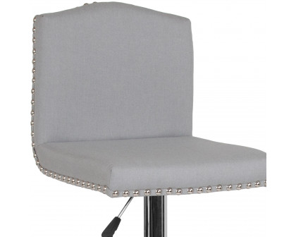 BLNK Bellagio Fabric Adjustable Height Bar Stool with Accent Nail Trim - Light Gray