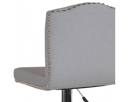 BLNK Bellagio Fabric Adjustable Height Bar Stool with Accent Nail Trim - Light Gray