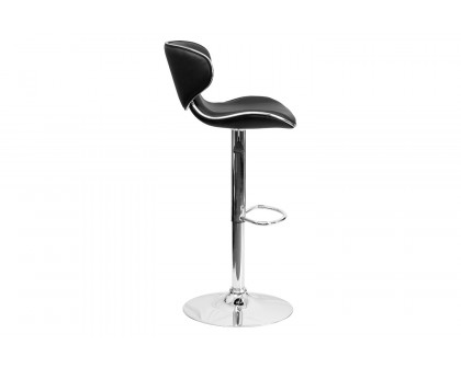 BLNK Devin Vinyl Cozy Mid-Back Adjustable Height Bar Stool with Chrome Base - Black