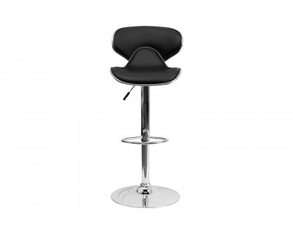 BLNK Devin Vinyl Cozy Mid-Back Adjustable Height Bar Stool with Chrome Base - Black