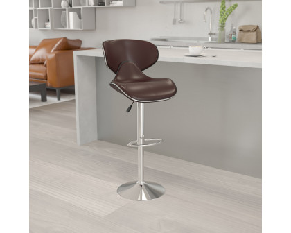 BLNK Devin Vinyl Cozy Mid-Back Adjustable Height Bar Stool with Chrome Base