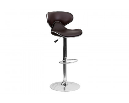 BLNK™ Devin Vinyl Cozy Mid-Back Adjustable Height Bar Stool with Chrome Base - Brown