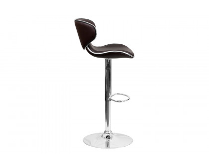 BLNK™ Devin Vinyl Cozy Mid-Back Adjustable Height Bar Stool with Chrome Base - Brown