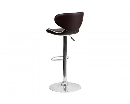 BLNK™ Devin Vinyl Cozy Mid-Back Adjustable Height Bar Stool with Chrome Base - Brown