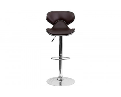 BLNK™ Devin Vinyl Cozy Mid-Back Adjustable Height Bar Stool with Chrome Base - Brown