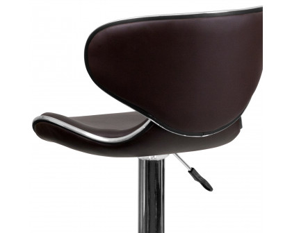 BLNK™ Devin Vinyl Cozy Mid-Back Adjustable Height Bar Stool with Chrome Base - Brown