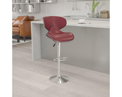 BLNK Devin Vinyl Cozy Mid-Back Adjustable Height Bar Stool with Chrome Base