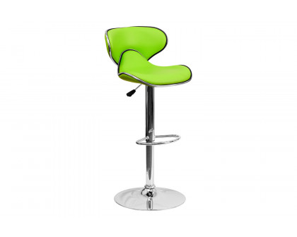 BLNK™ Devin Vinyl Cozy Mid-Back Adjustable Height Bar Stool with Chrome Base - Green