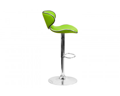 BLNK™ Devin Vinyl Cozy Mid-Back Adjustable Height Bar Stool with Chrome Base - Green