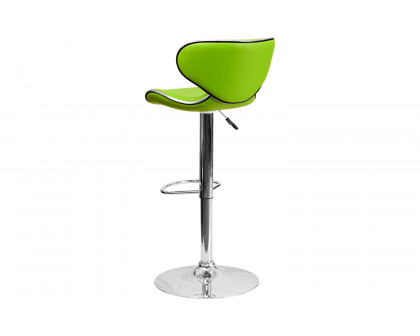 BLNK™ Devin Vinyl Cozy Mid-Back Adjustable Height Bar Stool with Chrome Base - Green