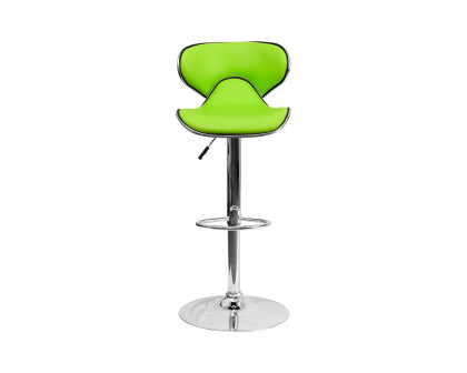 BLNK™ Devin Vinyl Cozy Mid-Back Adjustable Height Bar Stool with Chrome Base - Green