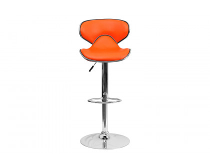 BLNK Devin Vinyl Cozy Mid-Back Adjustable Height Bar Stool with Chrome Base - Orange