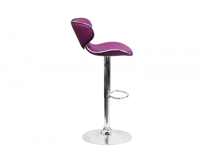 BLNK Devin Vinyl Cozy Mid-Back Adjustable Height Bar Stool with Chrome Base - Purple