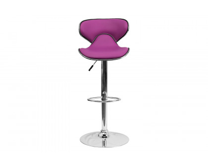 BLNK Devin Vinyl Cozy Mid-Back Adjustable Height Bar Stool with Chrome Base - Purple