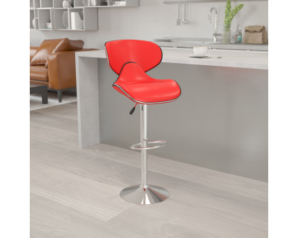 BLNK Devin Vinyl Cozy Mid-Back Adjustable Height Bar Stool with Chrome Base