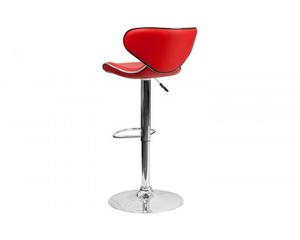 BLNK™ Devin Vinyl Cozy Mid-Back Adjustable Height Bar Stool with Chrome Base - Red