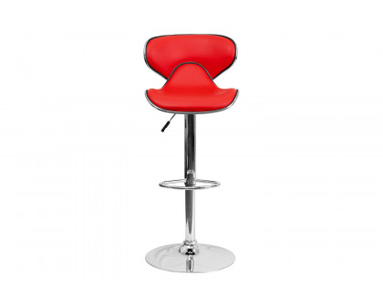 BLNK™ Devin Vinyl Cozy Mid-Back Adjustable Height Bar Stool with Chrome Base - Red