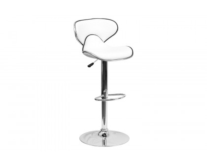 BLNK Devin Vinyl Cozy Mid-Back Adjustable Height Bar Stool with Chrome Base