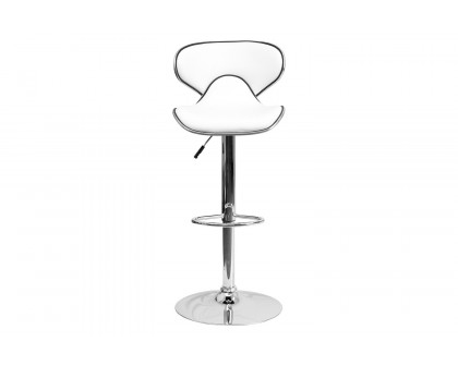 BLNK Devin Vinyl Cozy Mid-Back Adjustable Height Bar Stool with Chrome Base - White