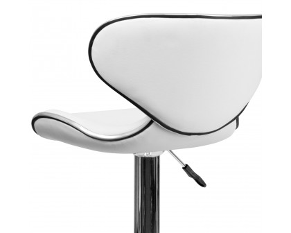 BLNK Devin Vinyl Cozy Mid-Back Adjustable Height Bar Stool with Chrome Base - White