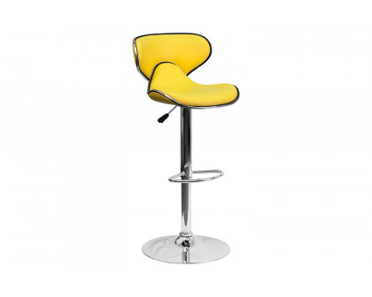 BLNK™ Devin Vinyl Cozy Mid-Back Adjustable Height Bar Stool with Chrome Base - Yellow