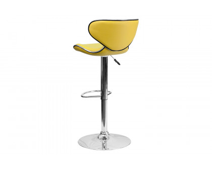 BLNK™ Devin Vinyl Cozy Mid-Back Adjustable Height Bar Stool with Chrome Base - Yellow