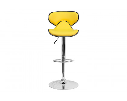 BLNK™ Devin Vinyl Cozy Mid-Back Adjustable Height Bar Stool with Chrome Base - Yellow