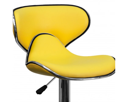 BLNK™ Devin Vinyl Cozy Mid-Back Adjustable Height Bar Stool with Chrome Base - Yellow