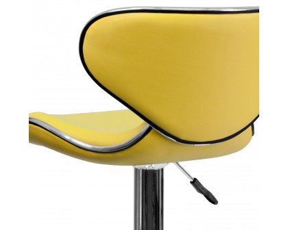 BLNK™ Devin Vinyl Cozy Mid-Back Adjustable Height Bar Stool with Chrome Base - Yellow