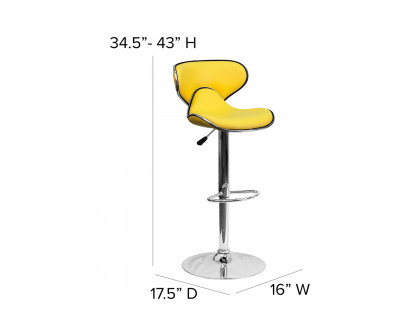 BLNK™ Devin Vinyl Cozy Mid-Back Adjustable Height Bar Stool with Chrome Base - Yellow