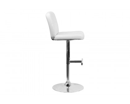 BLNK - Contemporary Vinyl Adjustable Height Bar Stool with Square Tufted Back and Chrome Base