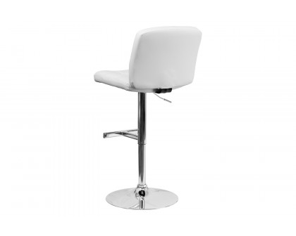 BLNK - Contemporary Vinyl Adjustable Height Bar Stool with Square Tufted Back and Chrome Base