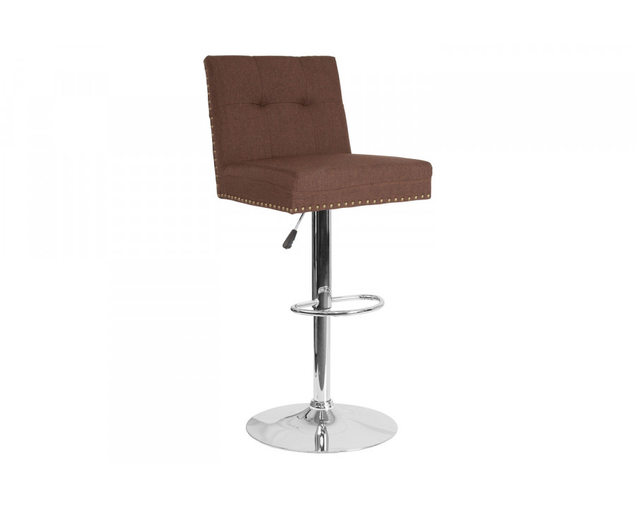 BLNK - Ravello Fabric Adjustable Height Bar Stool with Accent Nail Trim