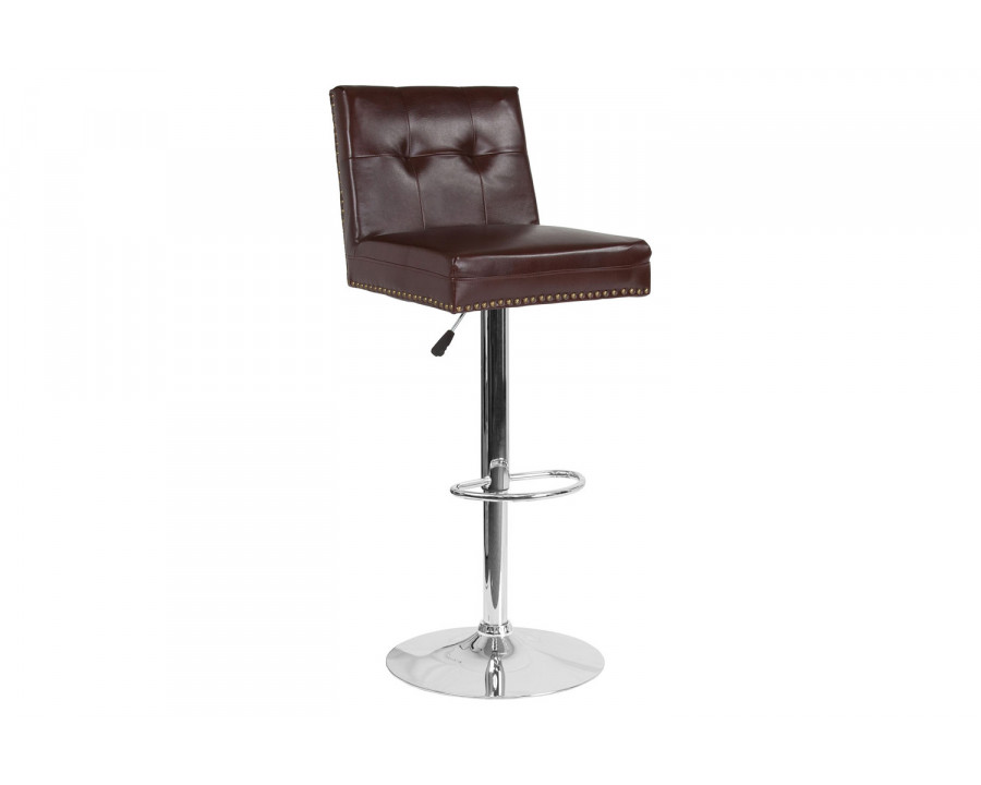 BLNK Ravello LeatherSoft Adjustable Height Bar Stool with Accent Nail Trim